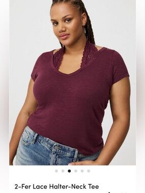 Torrid Maroon  top halter lace tee  size large 12